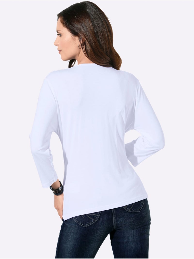 T-shirt à Col Bénitier Viscose - Taille Standard - Witt Blanc - Kiabi