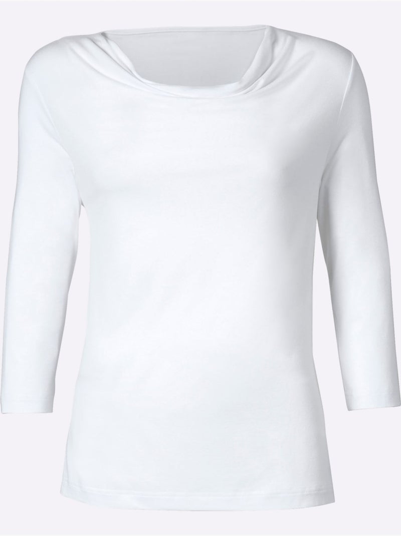 T-shirt à Col Bénitier Viscose - Taille Standard - Witt Blanc - Kiabi