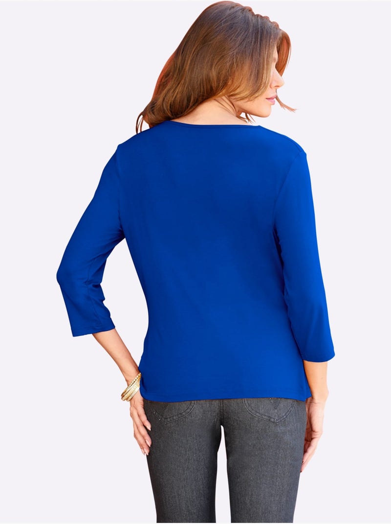 T-shirt à Col Bénitier Viscose - Taille Standard - Witt Bleu roi - Kiabi