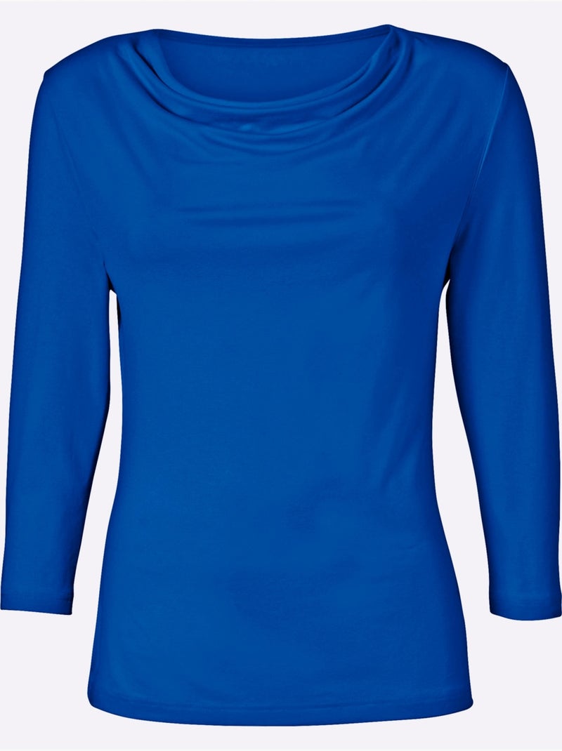 T-shirt à Col Bénitier Viscose - Taille Standard - Witt Bleu roi - Kiabi