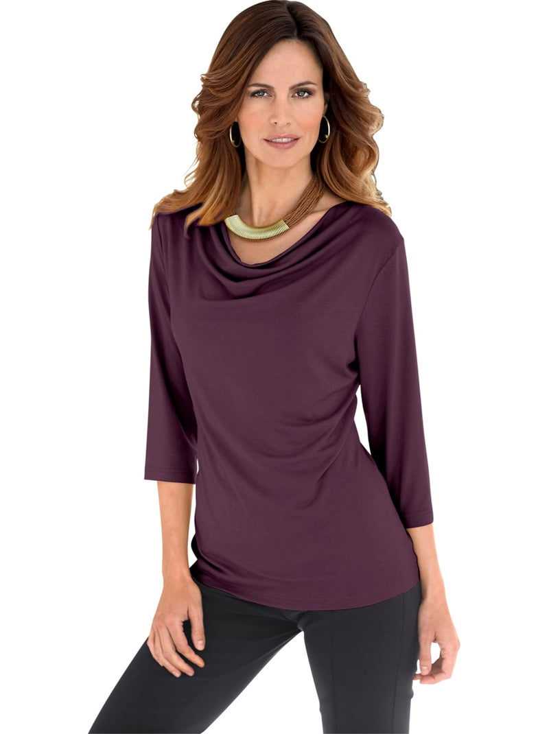 T-shirt à Col Bénitier Viscose - Taille Standard - Witt Nude - Kiabi