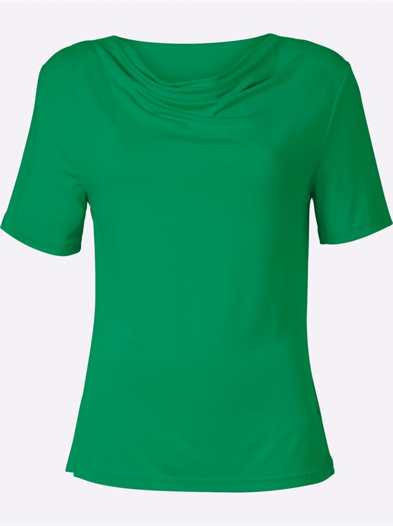 T-shirt à col bénitier viscose - taille standard - witt Vert émeraude - Kiabi