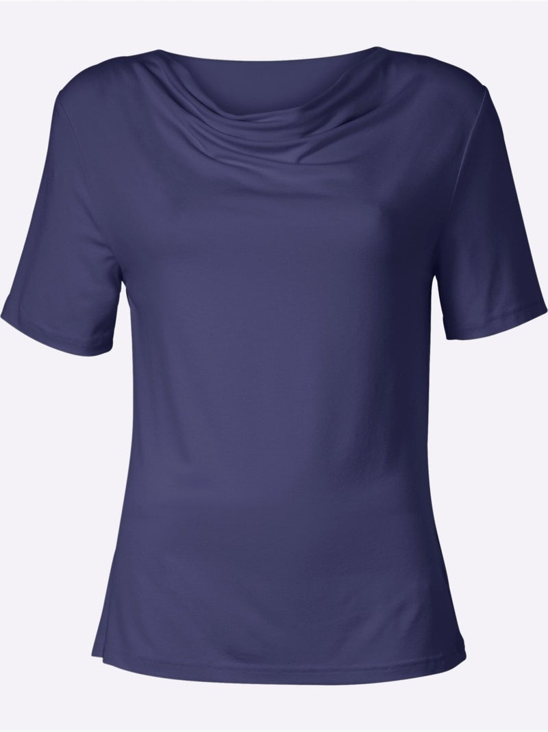 T-shirt à col bénitier viscose - taille standard - witt Violet foncé - Kiabi