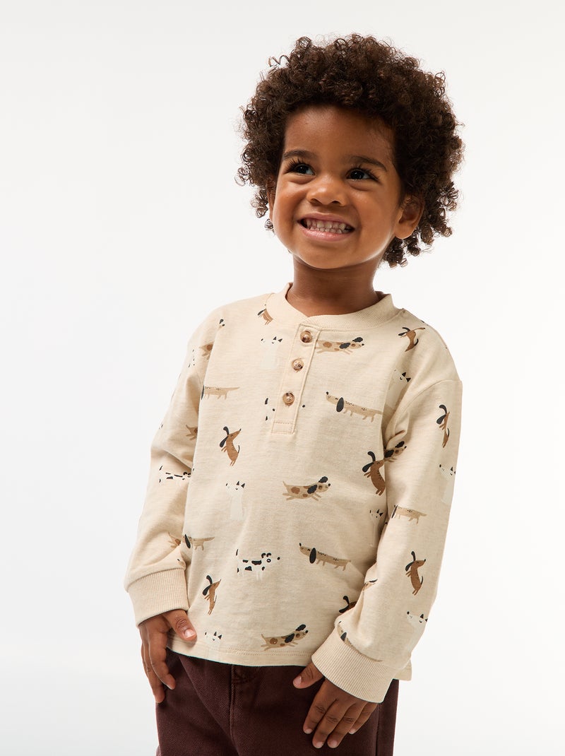 T-shirt Manches Longues IKKS Garçon 18 Mois - Motif Rock, Boutonné à L'épaule - Occasion Très Bon état