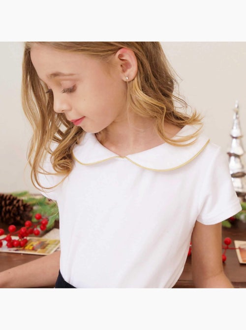 T-shirt   à Col Claudine et Manches Courtes  SOPHIA - 'LA FAUTE A VOLTAIRE' - Kiabi