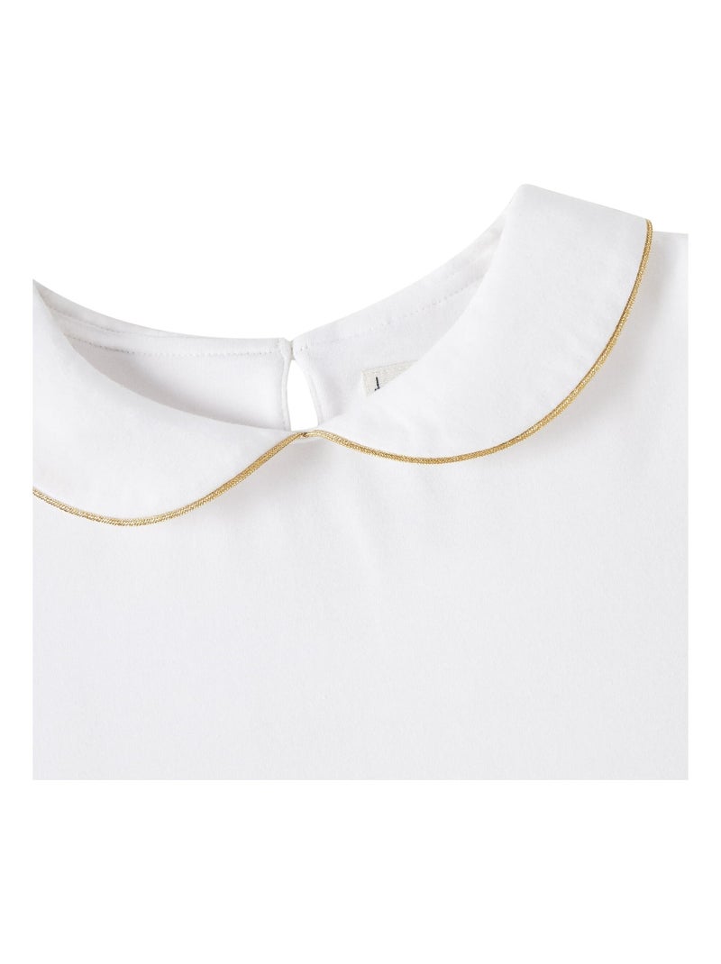 T-shirt   à Col Claudine et Manches Courtes  SOPHIA - 'LA FAUTE A VOLTAIRE' Blanc Doré - Kiabi