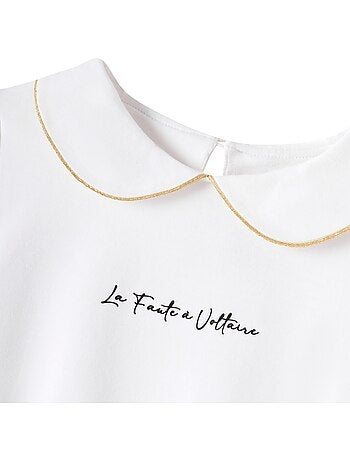 T-shirt à Col Claudine et Manches Longues SOPHIA - 'LA FAUTE A VOLTAIRE'