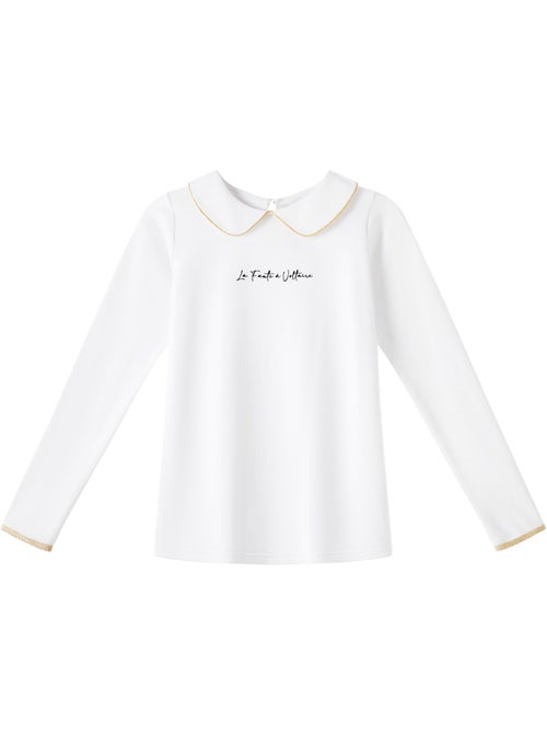 T-shirt   à Col Claudine  et Manches Longues   SOPHIA - 'LA FAUTE A VOLTAIRE' - Kiabi