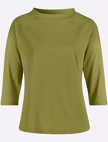 T-shirt à col corolle avec manches raglan 3/4 en matière confortable - taille standard - moda vilona