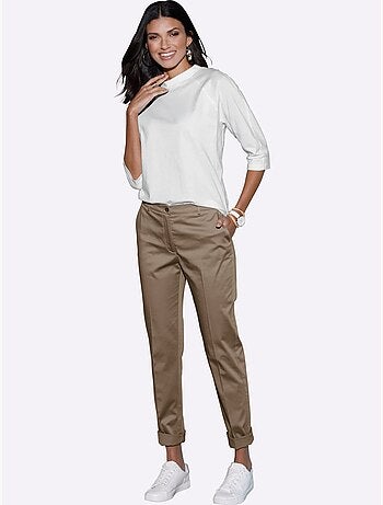T-shirt à col corolle avec manches raglan 3/4 en matière confortable - taille standard - moda vilona