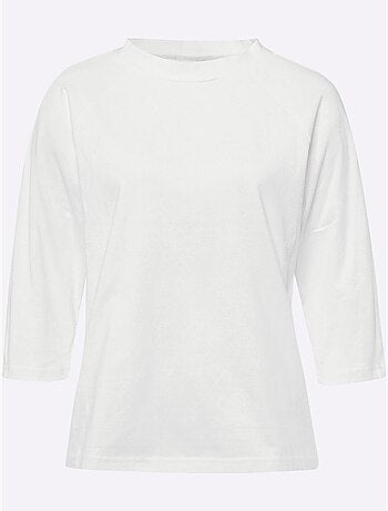 T-shirt à col corolle avec manches raglan 3/4 en matière confortable - taille standard - moda vilona