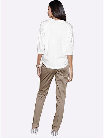 T-shirt à col corolle avec manches raglan 3/4 en matière confortable - taille standard - moda vilona