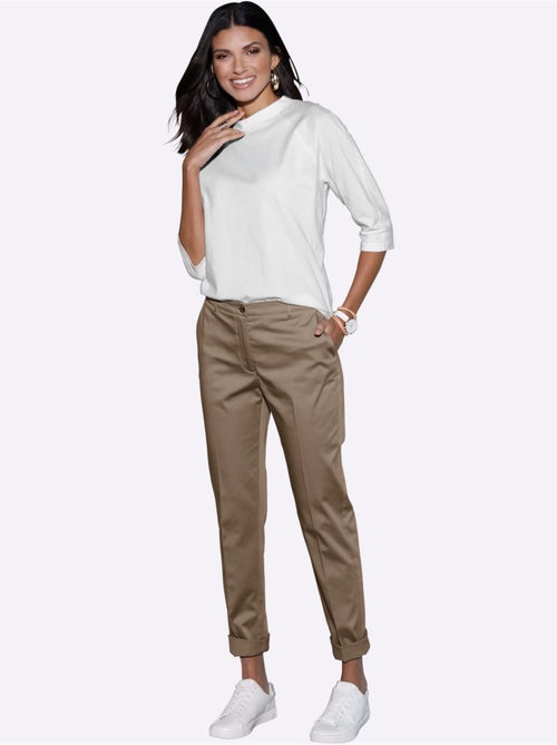 T-shirt à col corolle avec manches raglan 3/4 et coupe confortable - taille standard - moda vilona - Kiabi