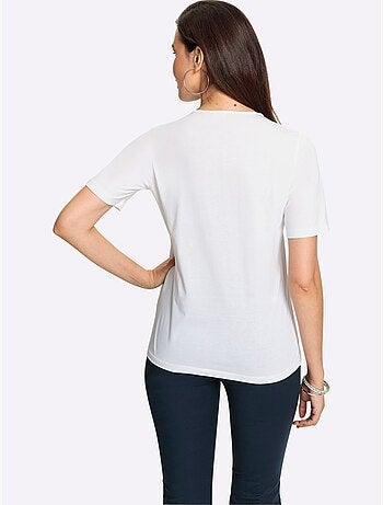 T shirt à col en dentelle et manches courtes - taille standard - witt