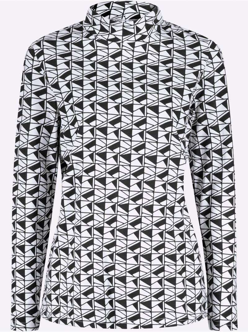 T-shirt à col montant 50% coton - taille standard - witt Noir Blanc - Kiabi