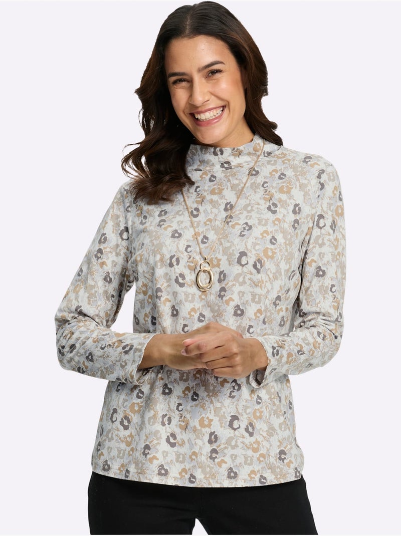 T-shirt à col montant 50% coton et 50% modal - taille standard - witt Beige - Kiabi
