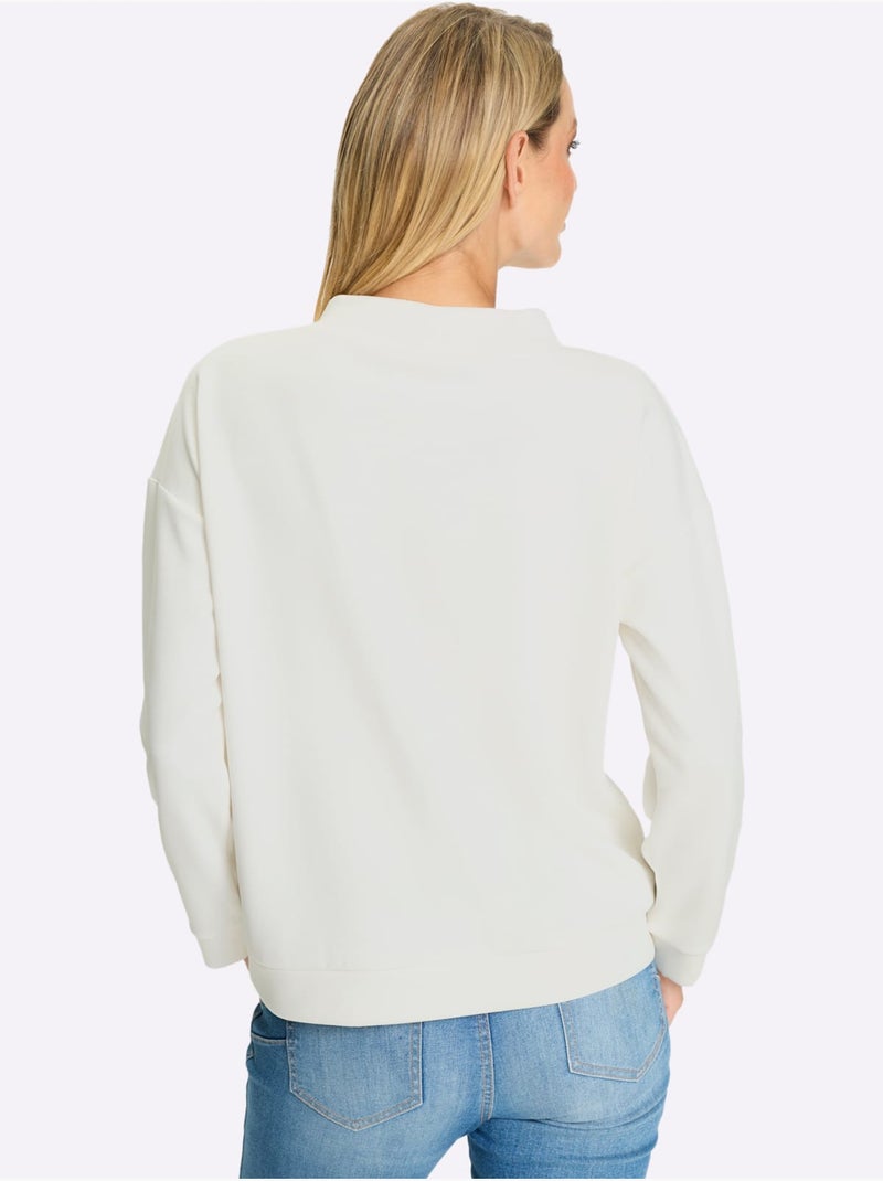 T-shirt à Col Montant 50% Modal - Taille Standard - helline Ecru - Kiabi