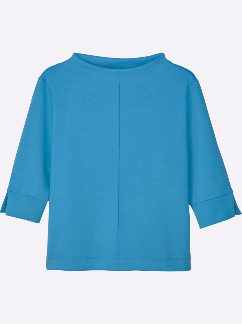 T-shirt à Col Montant 50% Modal - Taille Standard - Witt Bleu ciel - Kiabi