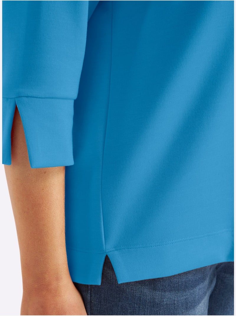 T-shirt à Col Montant 50% Modal - Taille Standard - Witt Bleu ciel - Kiabi