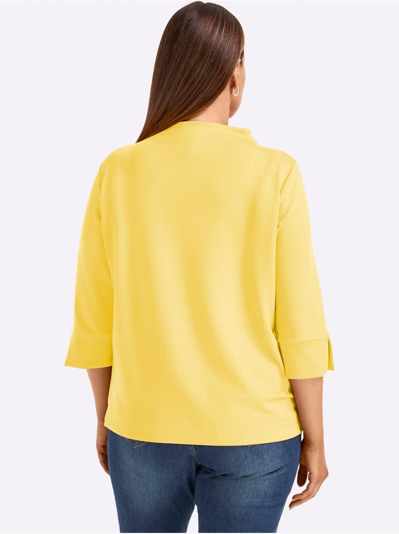 T-shirt à Col Montant 50% Modal - Taille Standard - Witt Jaune citron - Kiabi