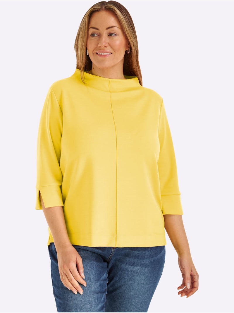 T-shirt à Col Montant 50% Modal - Taille Standard - Witt Jaune citron - Kiabi