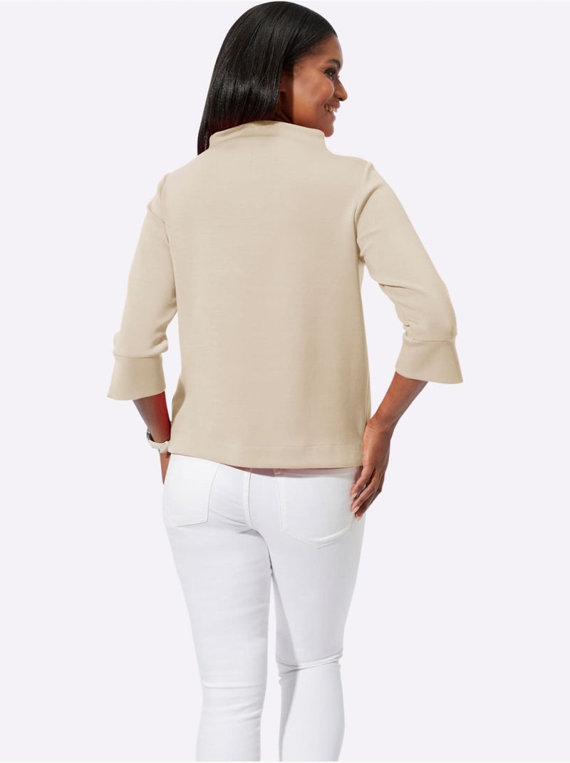 T-shirt à Col Montant 50% Modal - Taille Standard - Witt Sable - Kiabi