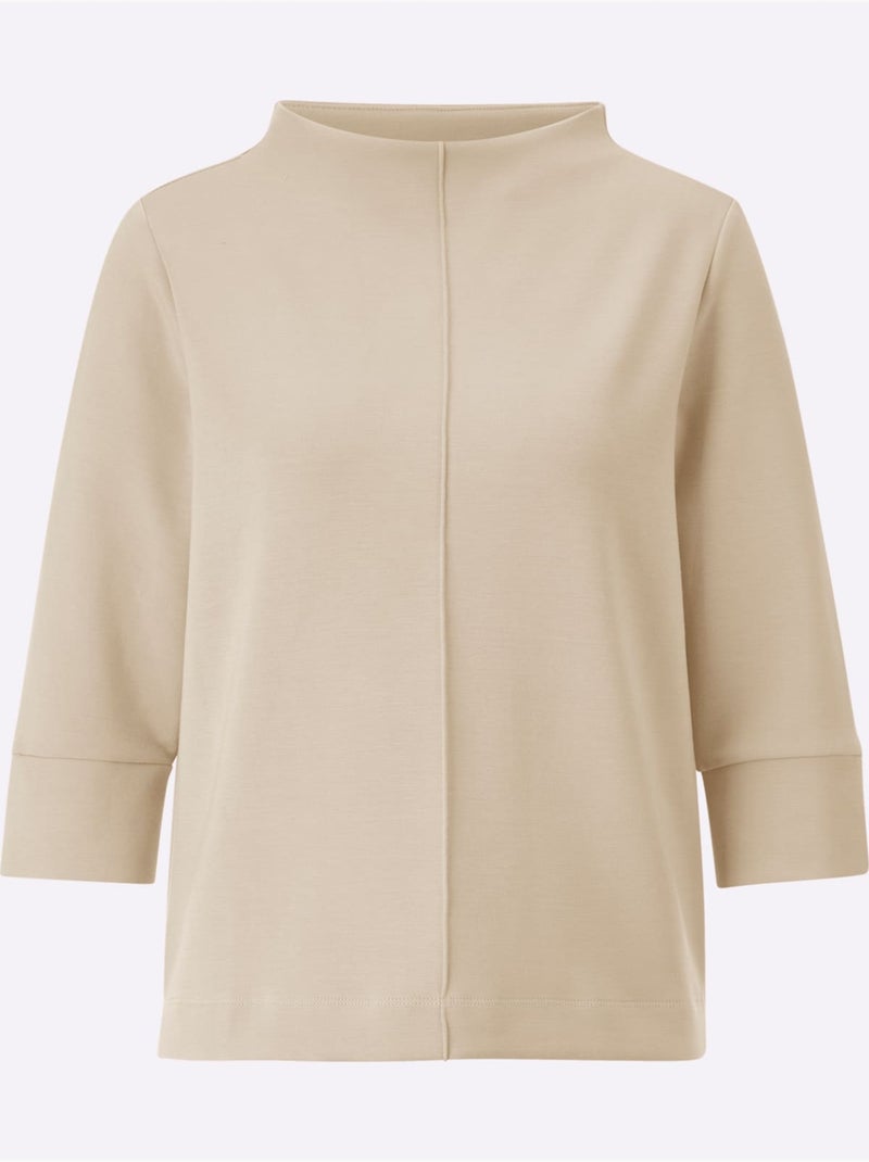 T-shirt à Col Montant 50% Modal - Taille Standard - Witt Sable - Kiabi