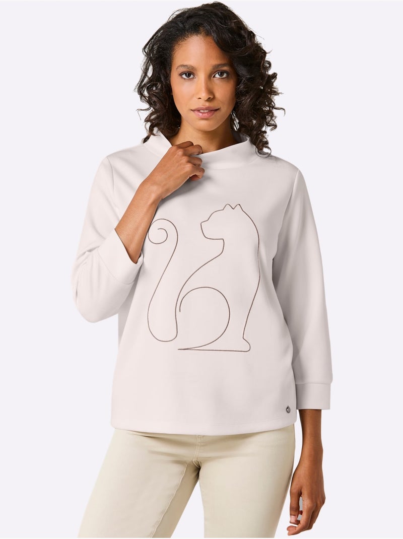 T-shirt à Col Montant 50% Modal (tencel) - Taille Standard - Helline Ecru - Kiabi