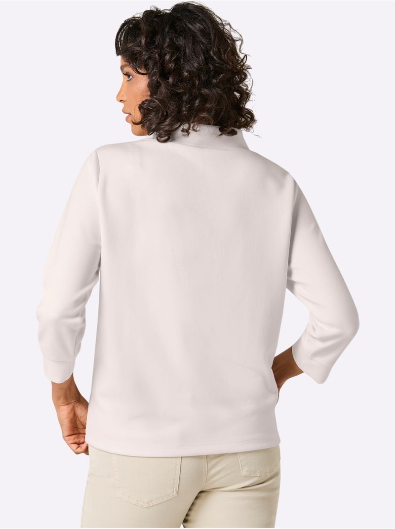 T-shirt à Col Montant 50% Modal (tencel) - Taille Standard - Helline Ecru - Kiabi