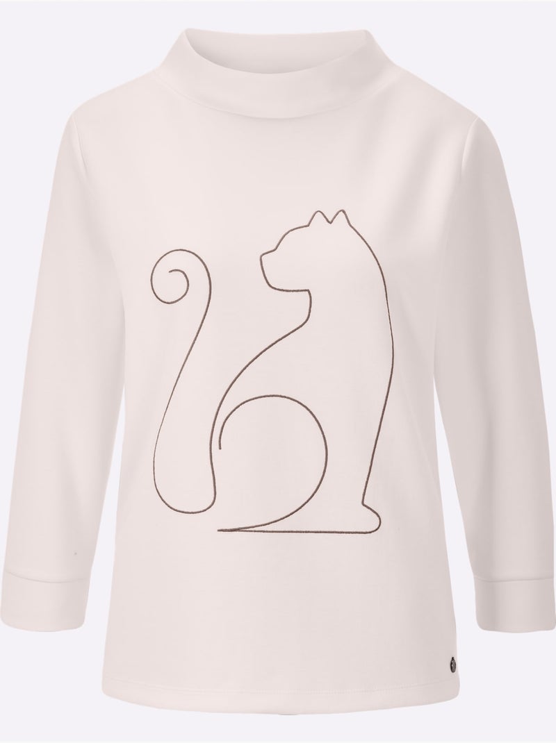 T-shirt à Col Montant 50% Modal (tencel) - Taille Standard - Helline Ecru - Kiabi