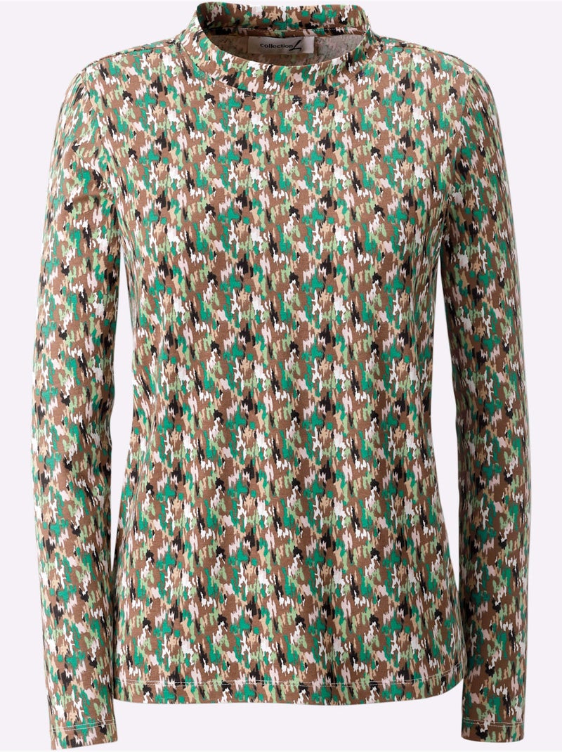 T-shirt à col montant 95% coton - taille standard - witt Écru/Vert - Kiabi