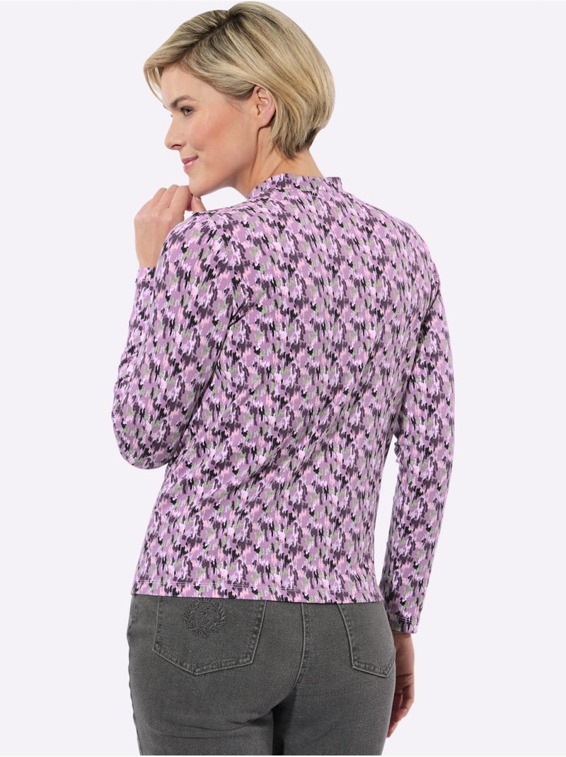 T-shirt à col montant 95% coton - taille standard - witt Rose/Multicolore - Kiabi