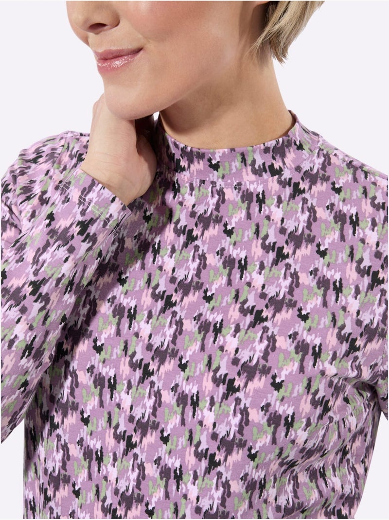 T-shirt à col montant 95% coton - taille standard - witt Rose/Multicolore - Kiabi