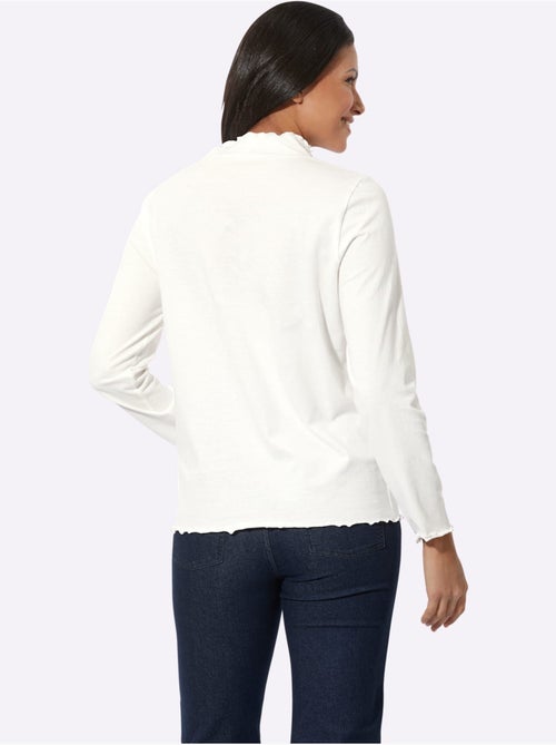T-shirt à col montant avec finitions ondulées et manches longues - taille standard - moda vilona - Kiabi
