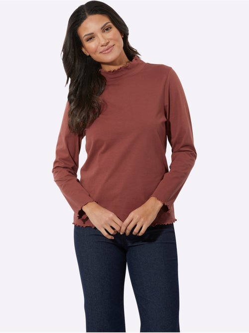 T-shirt à col montant avec manches longues et finitions ondulées - taille standard - moda vilona - Kiabi T-shirt à col montant avec manches longues et finitions ondulées - taille standard - moda vilona - Kiabi