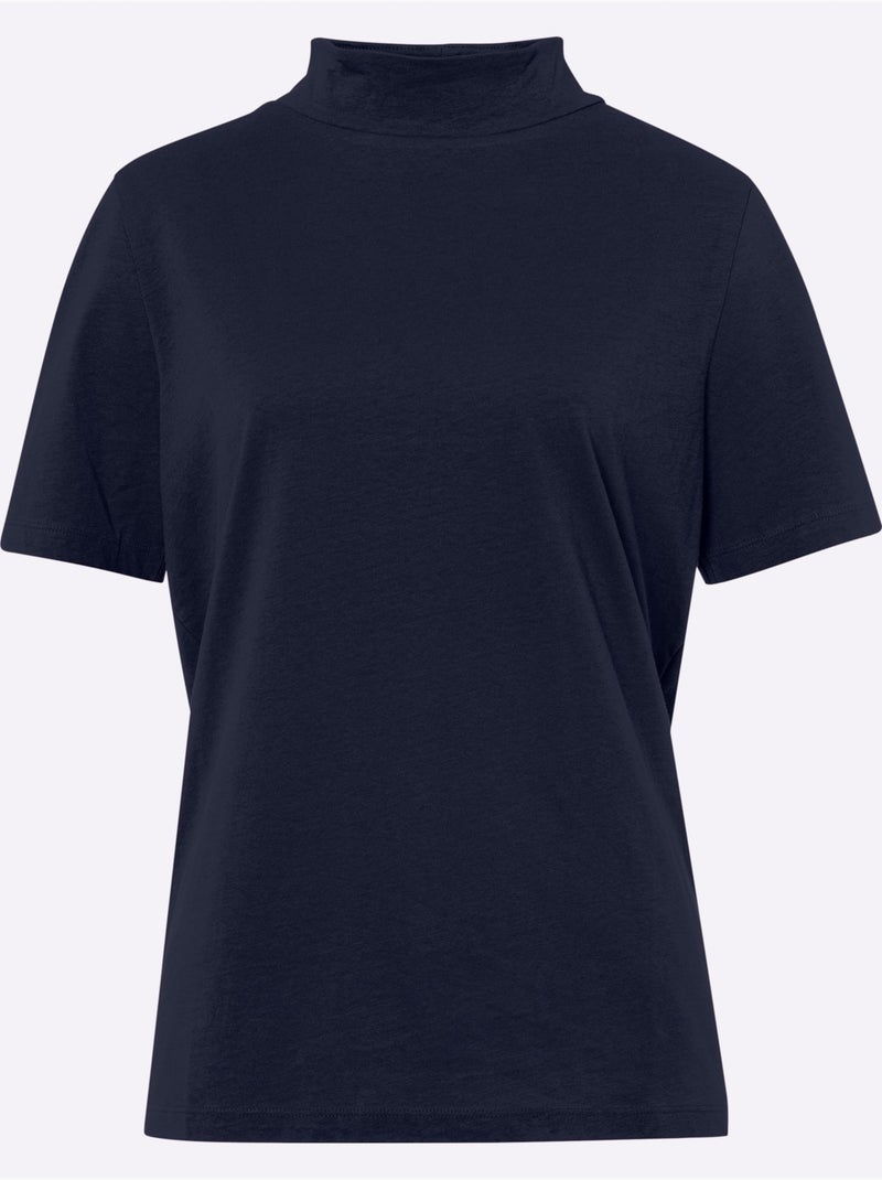 T-shirt à Col Montant Col Montant Chaud - Taille Standard - Moda Vilona Bleu marine - Kiabi