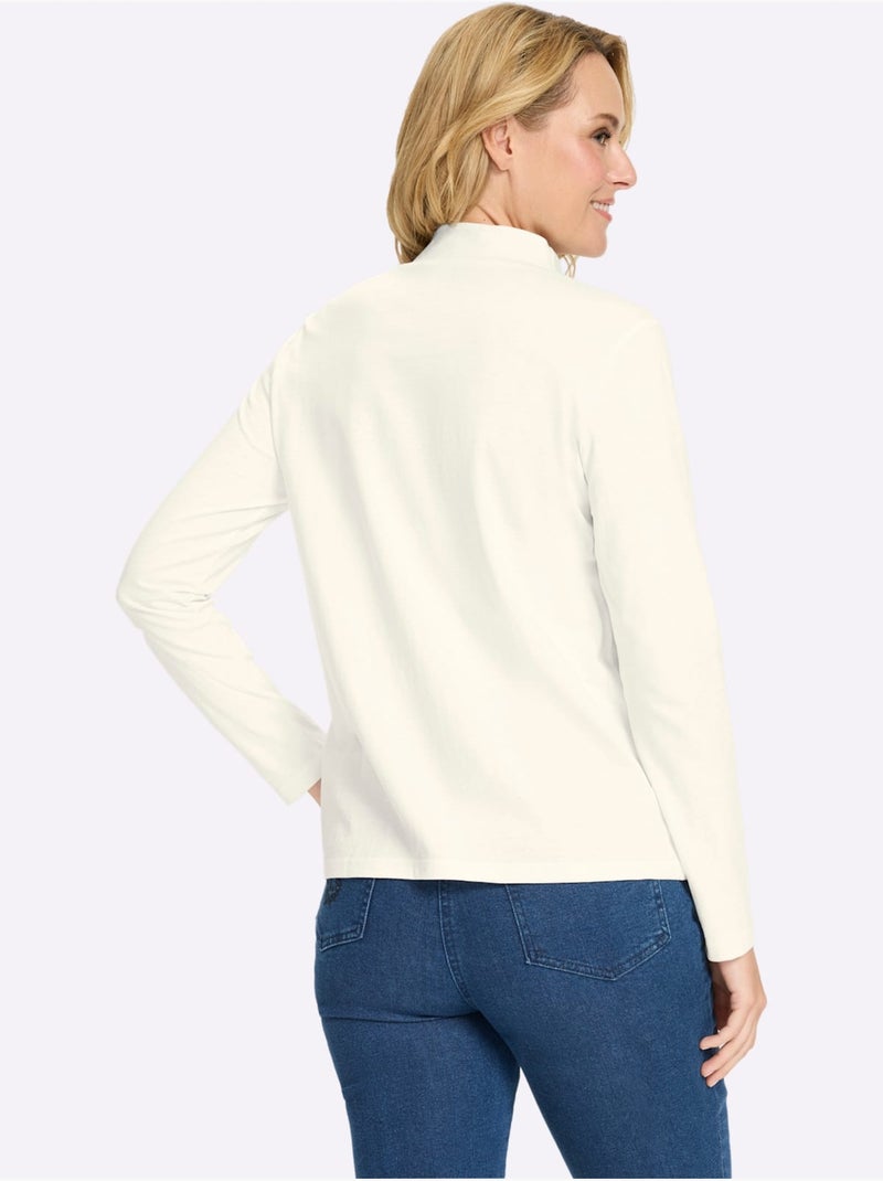 T-shirt à col montant col montant chaud - taille standard - moda vilona Ecru - Kiabi
