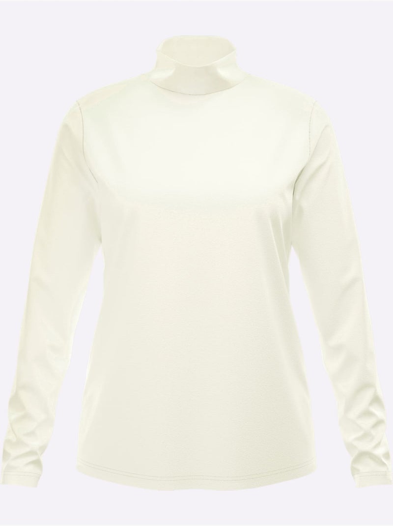 T-shirt à col montant col montant chaud - taille standard - moda vilona Ecru - Kiabi