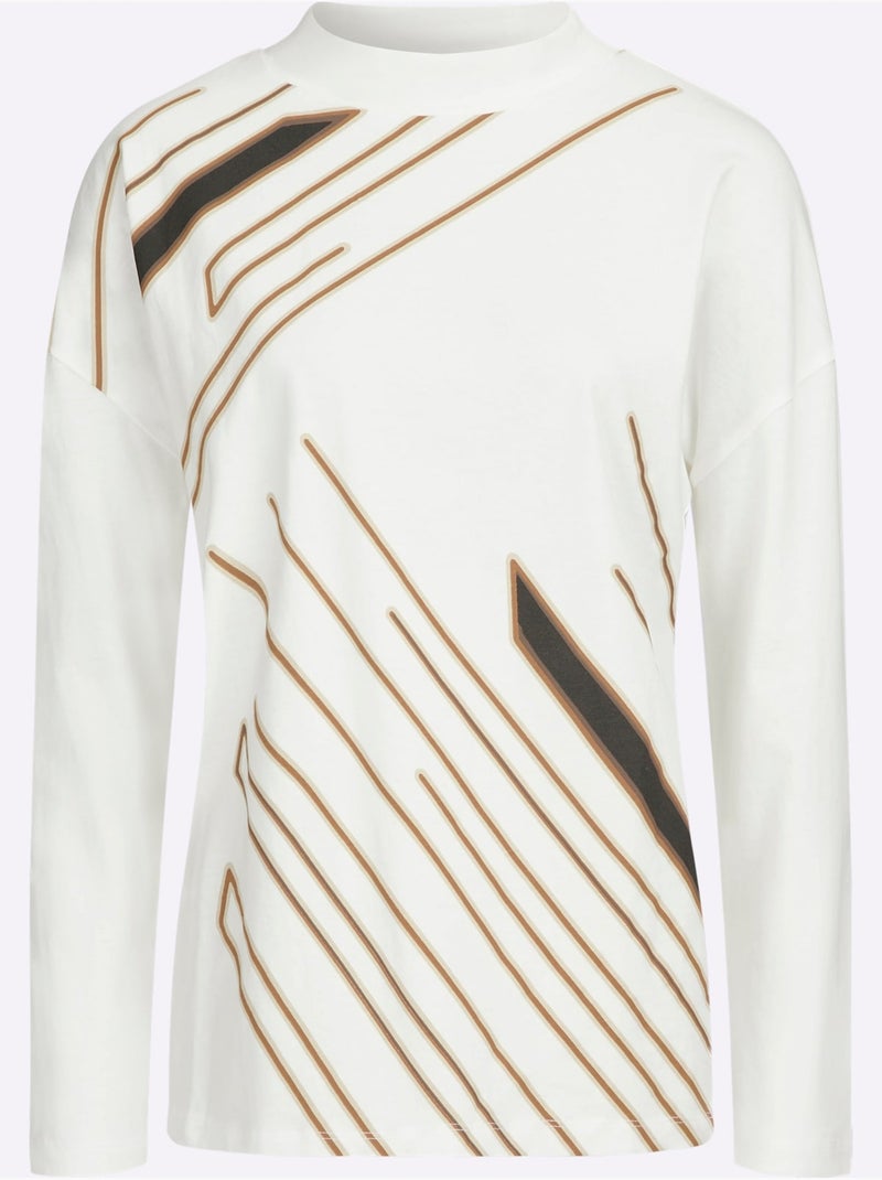 T-shirt à col montant col montant chaud - taille standard - moda vilona Ecru - Kiabi