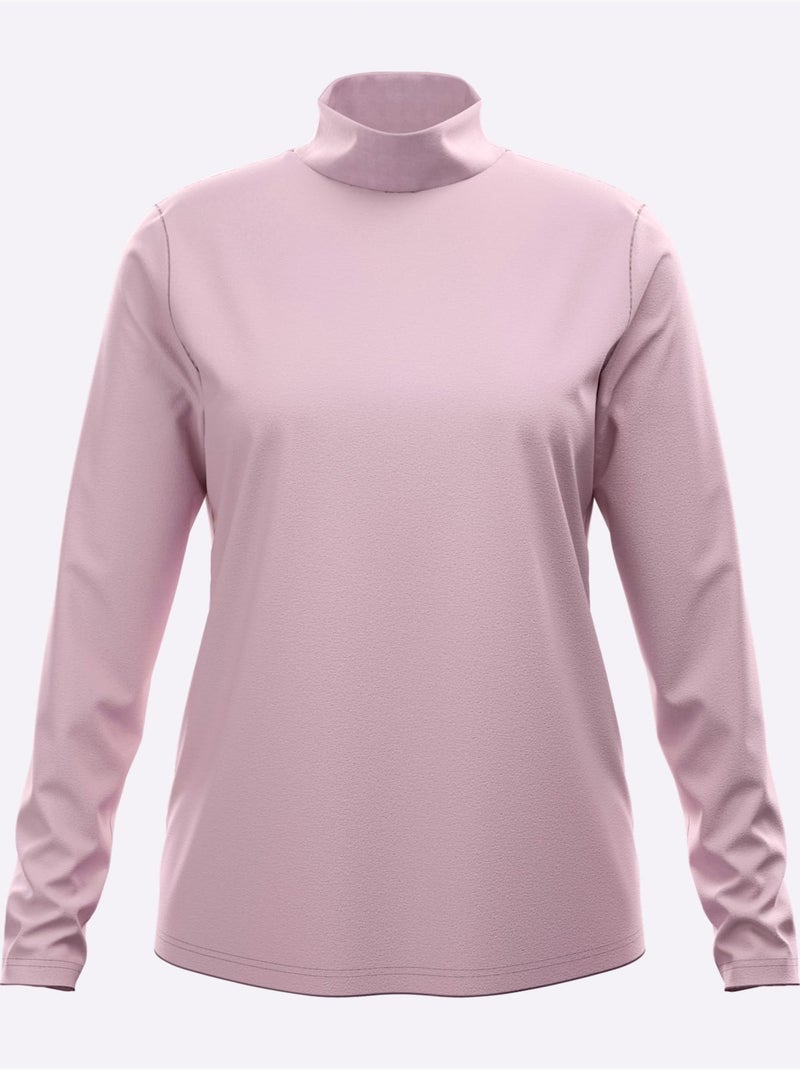T-shirt à col montant col montant chaud - taille standard - moda vilona Rose - Kiabi