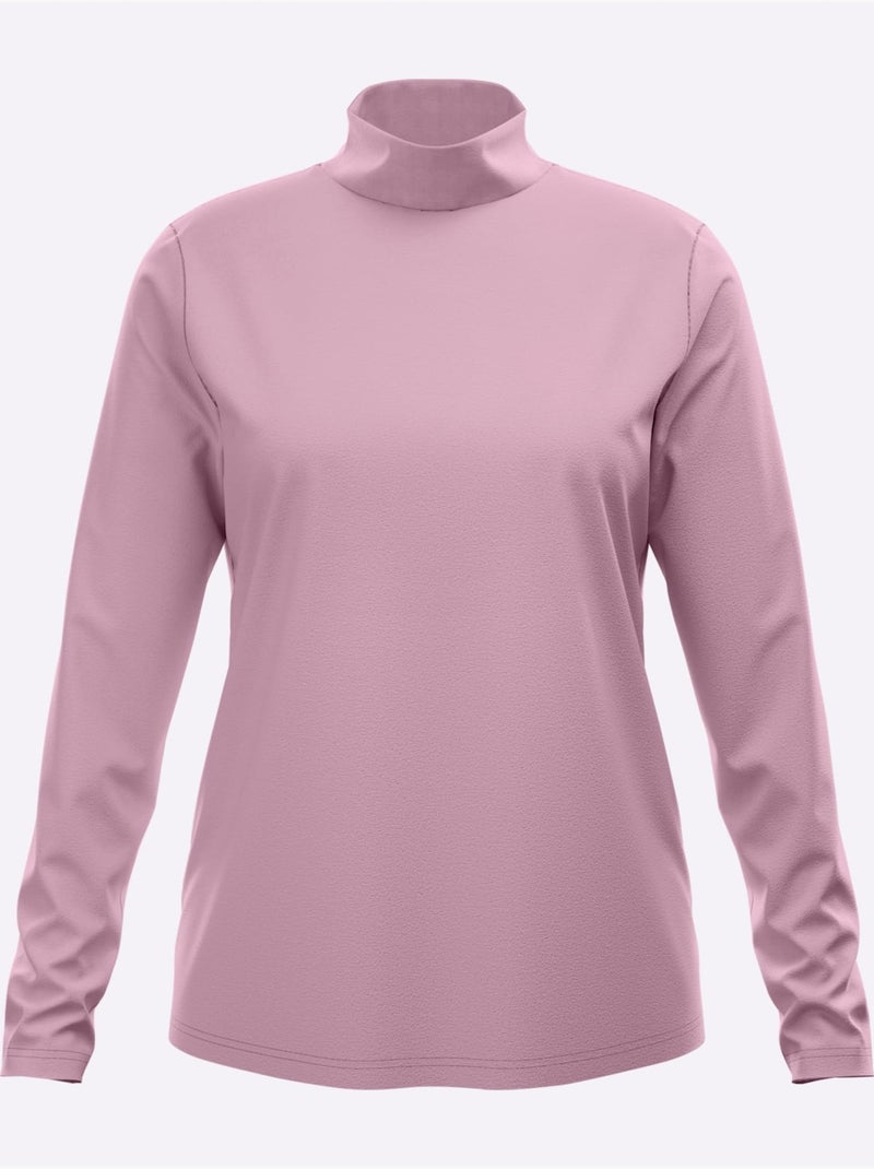 T-shirt à col montant col montant chaud - taille standard - moda vilona Rose - Kiabi