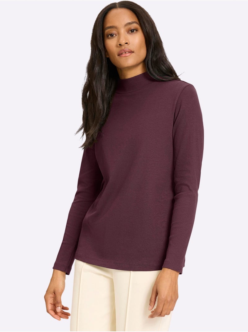 T-shirt à col montant col montant tendance - taille standard - helline Noir Bordeaux - Kiabi