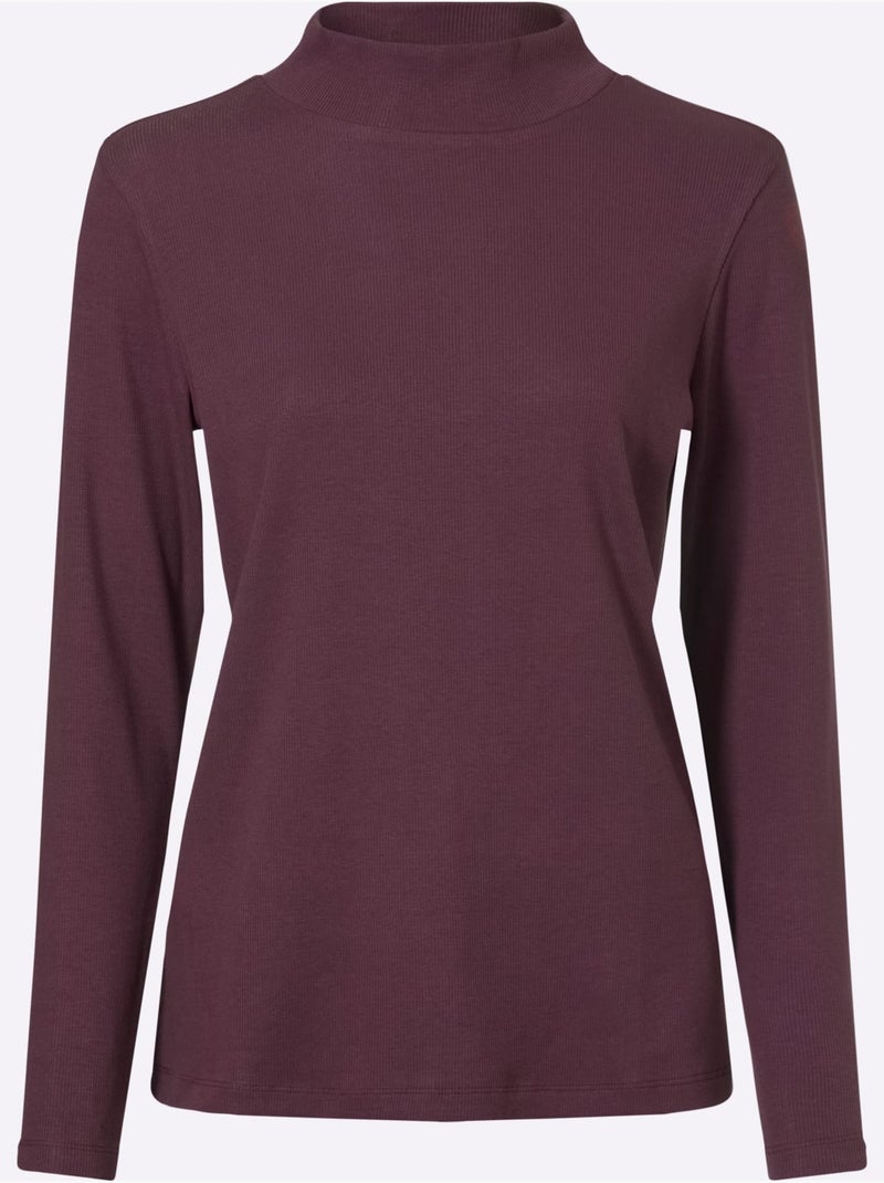 T-shirt à col montant col montant tendance - taille standard - helline Noir Bordeaux - Kiabi