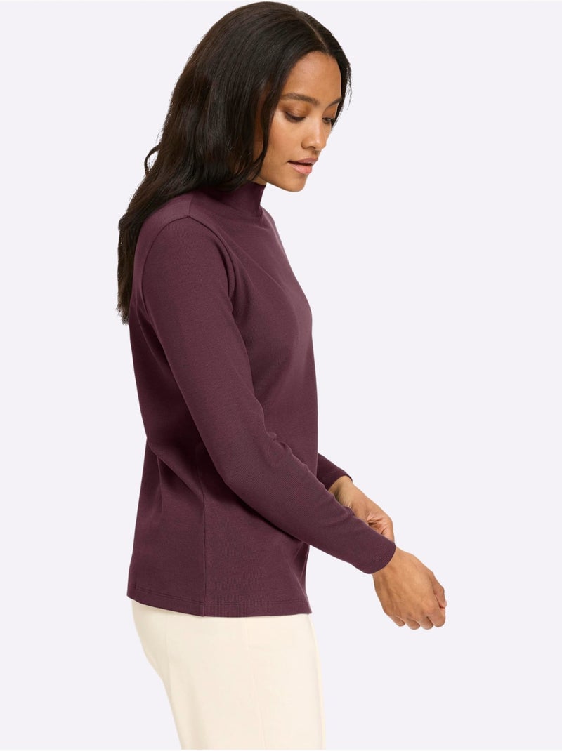 T-shirt à col montant col montant tendance - taille standard - helline Noir Bordeaux - Kiabi