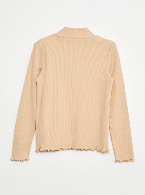 T-shirt à col montant côtelé - Kiabi