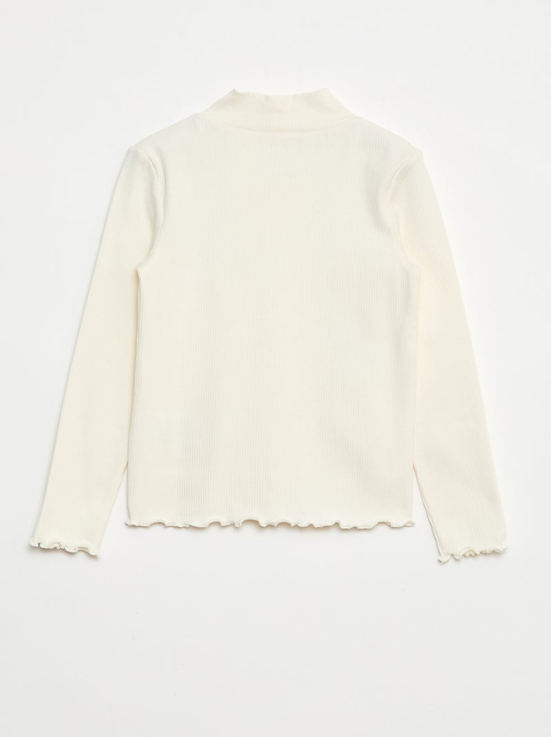 T-shirt à col montant côtelé Blanc - Kiabi