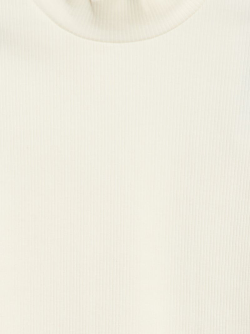 T-shirt à col montant côtelé Blanc - Kiabi