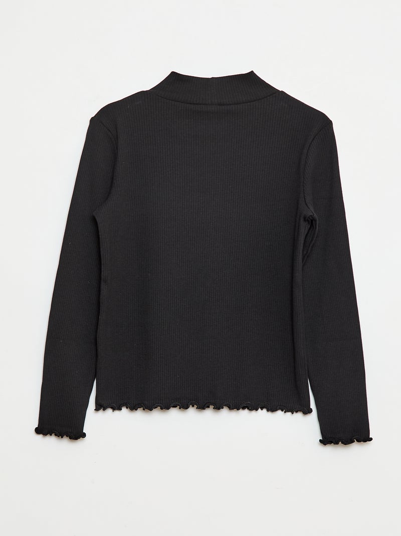T-shirt à col montant côtelé Noir - Kiabi