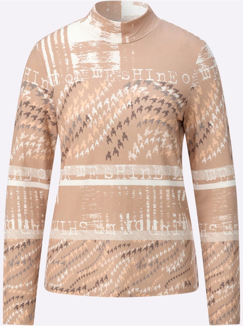 T-shirt à col montant dégradé de couleur - taille standard - helline Beige - Kiabi