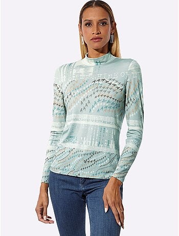 T-shirt à col montant dégradé de couleur - taille standard - helline